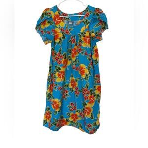 Y Not Hawaii Short Sleeve Floral Print Midi Dress Size XL Summer Resortwear